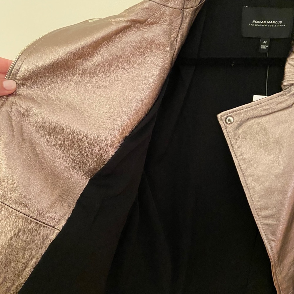 NWT Neiman Marcus Real Metallic Leather Jacket - Picture 6 of 9